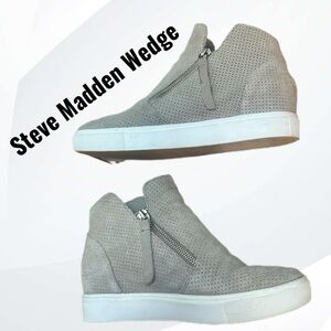 Steve Madden Wedge Khaki Suede Sneakers Loafers Ankle Bootie | Style:Caliber